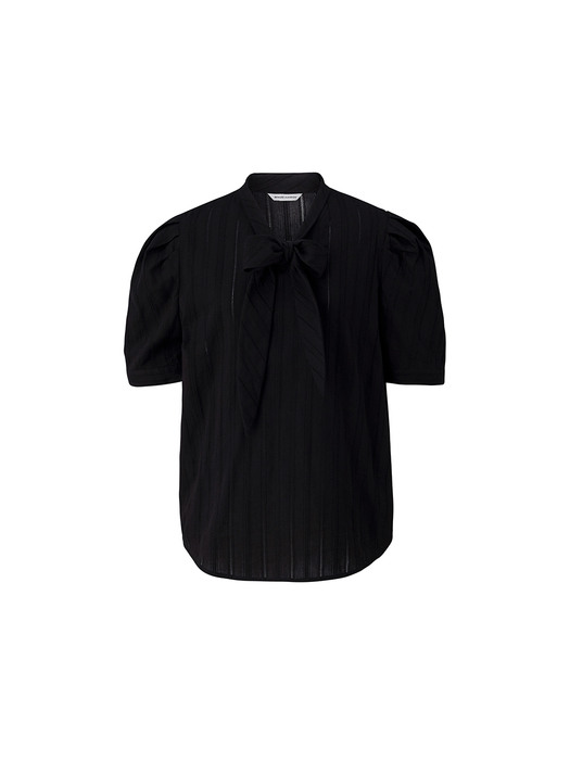 Scarf half-sleeve blouse - Black