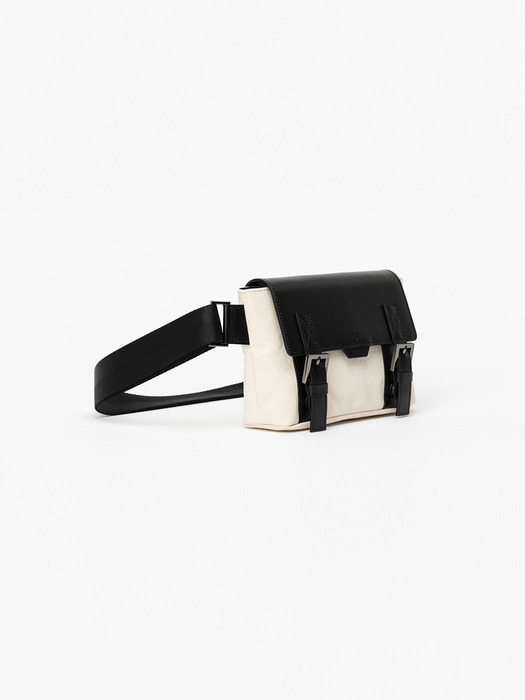Polygon doublebelted baby Sling bag [black ivory]
