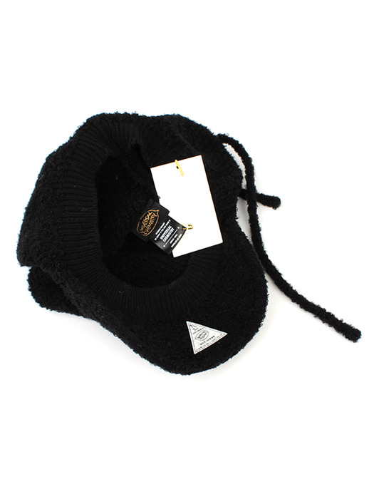 Knit Black Earflap Cap 귀달이모자