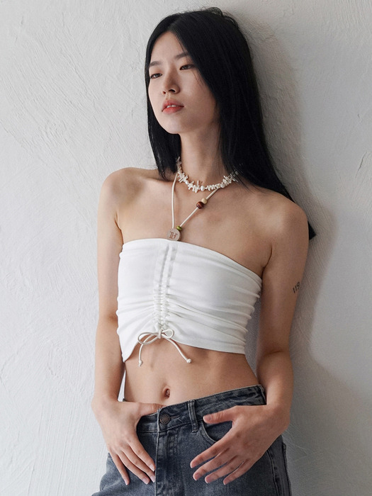 Wooden Beads Tube Top (IVORY)