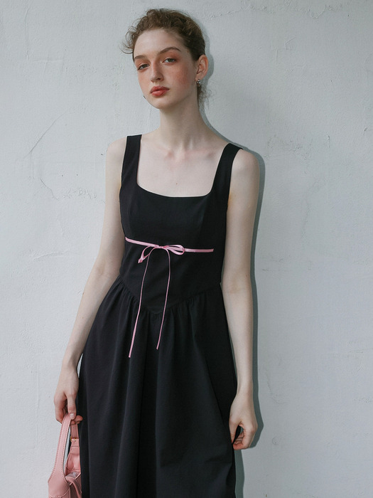 Cest_Line ribbon sleeveless dress_BLACK
