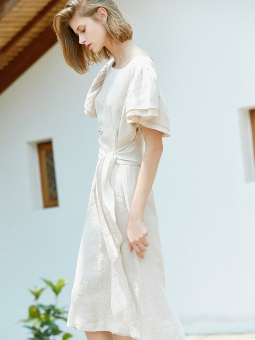 ruffle linen dress