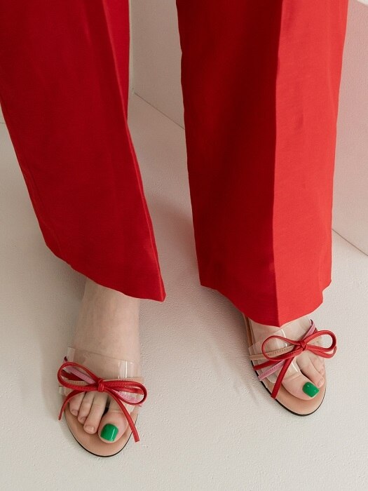 Petal capture clear ribbon sandal_Pink+Red / YY8S-S26