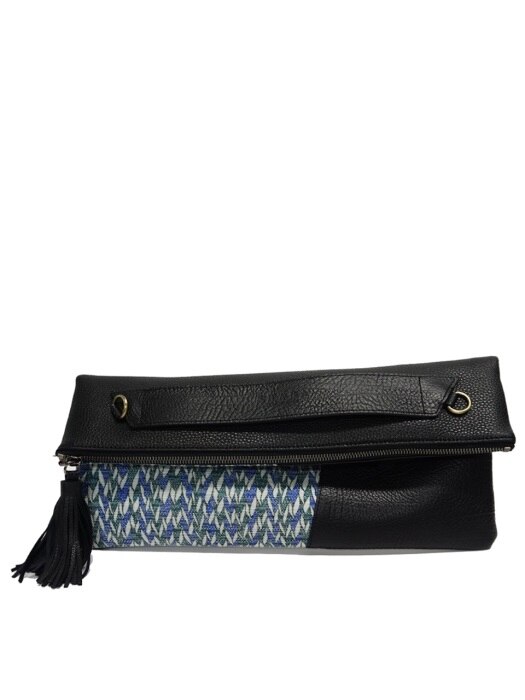 Seduzone V Clutch - Blue Green Knit Print / Black