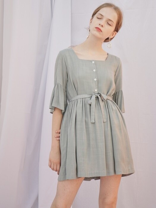 SQUARE SHIRRING ONE-PIECE MINT