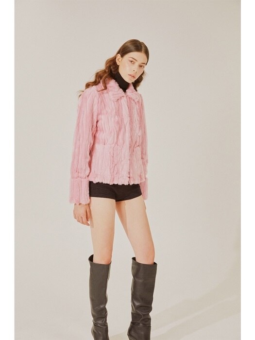 Faux fur jacket(Pink)