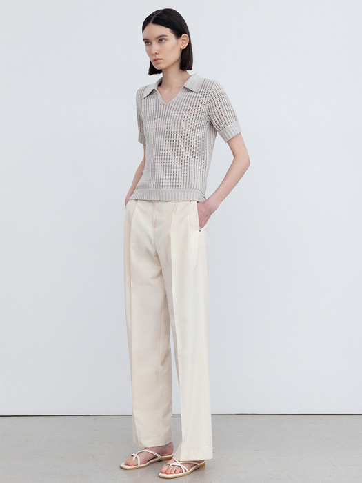 TAILORED PIN TUCK STRAIGHT PANTS CR