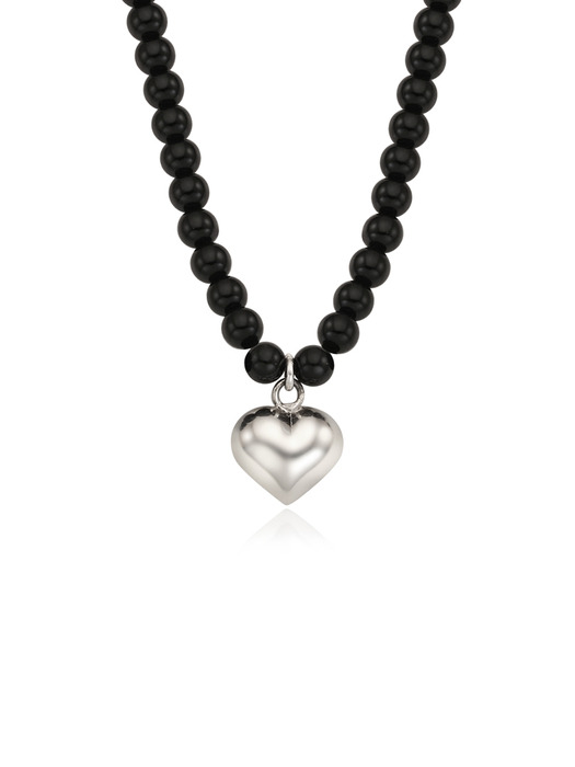[silver925]Plump heart onix necklace