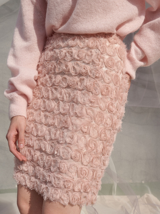 RosieRose Lace H Line Skirt_Pink