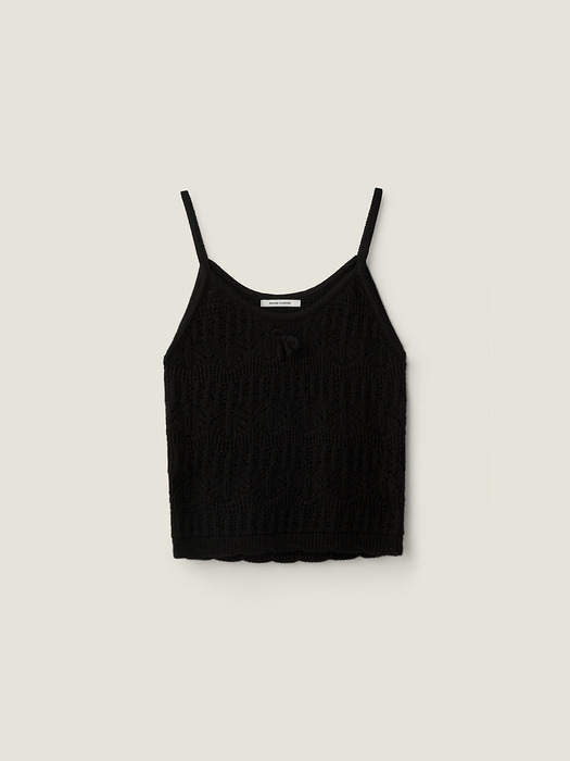 Ribbon point punching bustier knit - Black