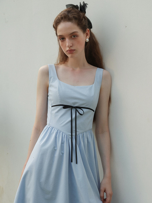 Cest_Line ribbon sleeveless dress_BLUE