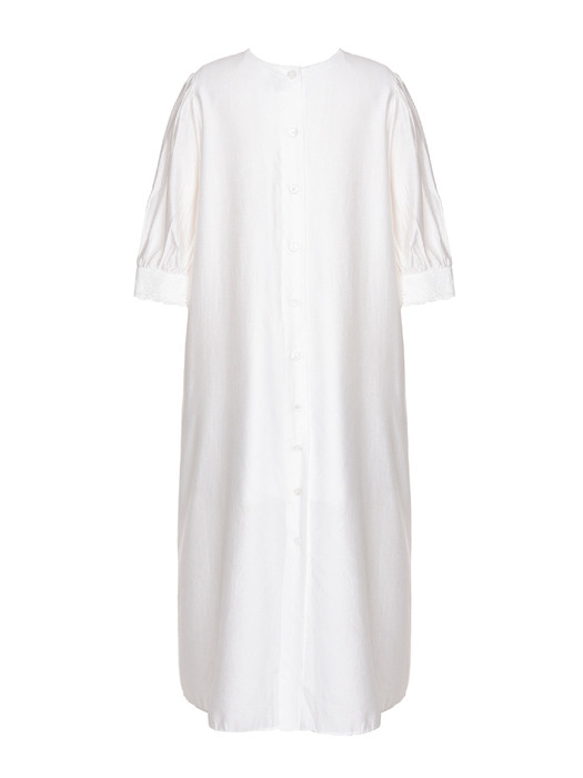 V neck lace dress - White