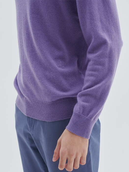 [M23MPU047]A Logo collar shirt men pullover(Violet)