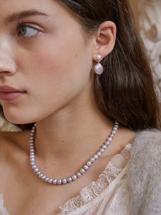 Lavender Pink Pearl Earrings _ 925silver