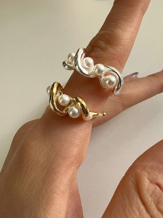 [925silver] Dazzling pearl ring (2color)