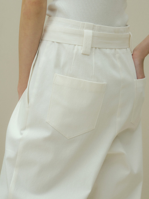 23SS BELTED COTTON PT (IVORY)