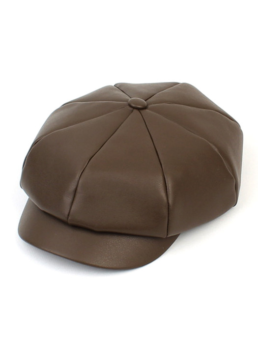 Belted Leather Brown Newsboy Cap 뉴스보이캡