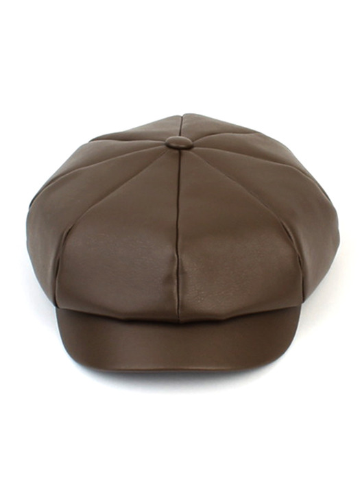 Belted Leather Brown Newsboy Cap 뉴스보이캡