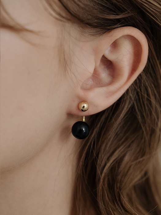 [silver925] TB014 2 way black ball earrings