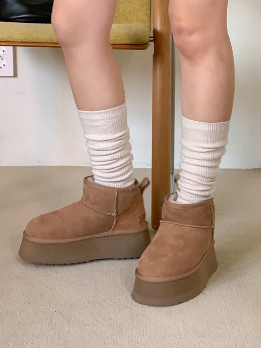 IS_231515 Low Suede Fur Boots (Camel)