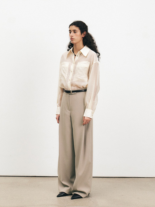 TFS ONE TUCK SEMI WIDE TROUSERS_2COLORS