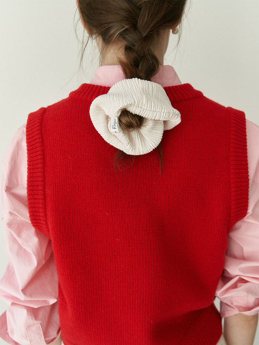 Wool 100 Vneck Knit Vest Red_S241VE01