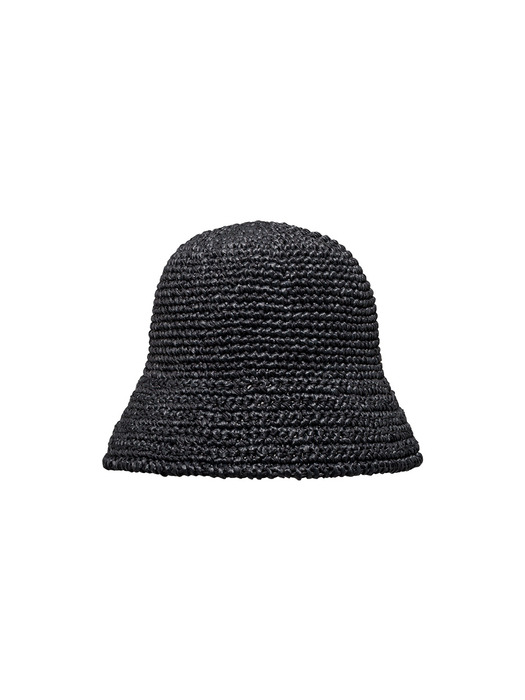 Knitting Straw Bonnet Hat - Black