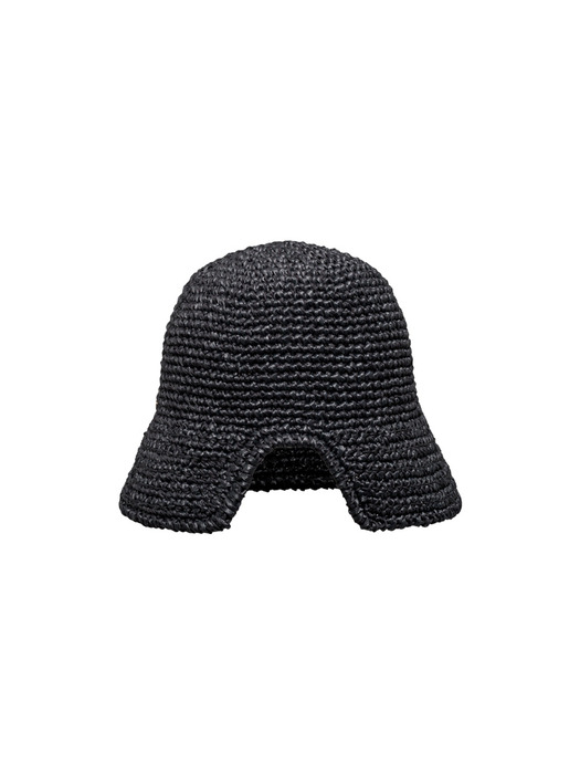 Knitting Straw Bonnet Hat - Black