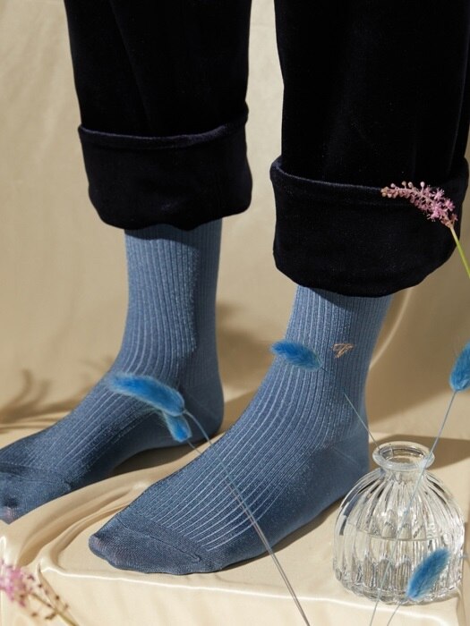 [X VIAPLAIN] silky socks, smoky blue
