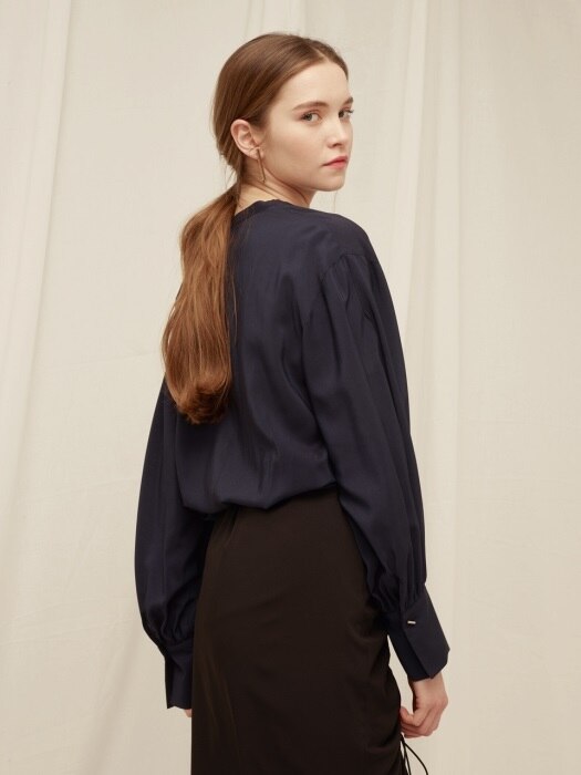 Slit Sleeve Blouse - Navy