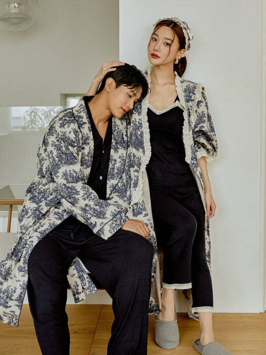 커플 로코코 선염코튼 로브가운 잠옷(세안밴드포함)