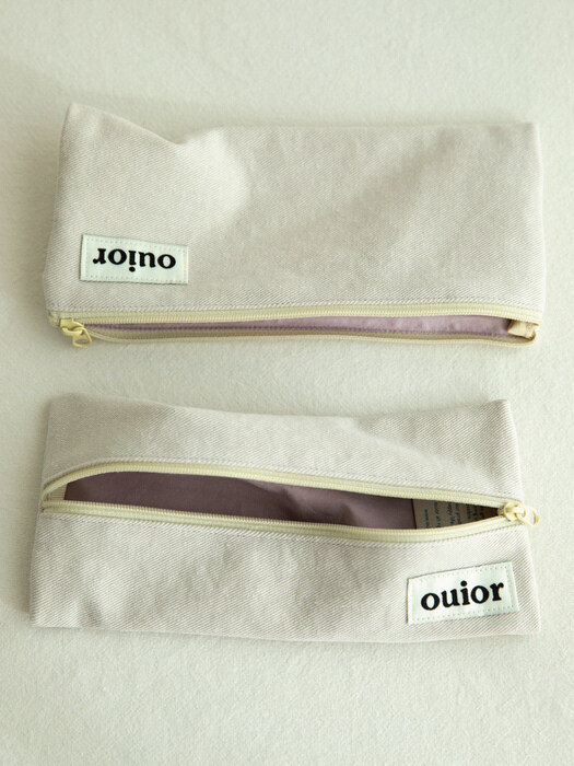 ouior flat pencil case - milk tea (middle zipper)