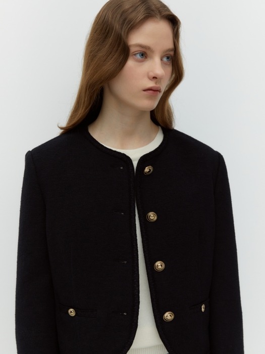 classic tweed jacket - black