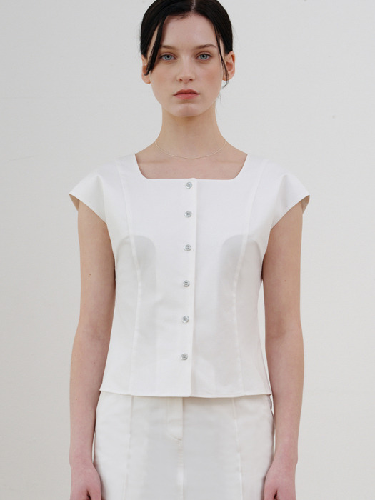comos 1128 square neck blouse (white)