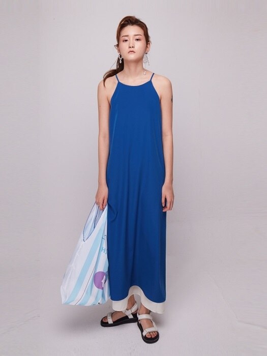 Halter Neck Layered Dress [BLUE]