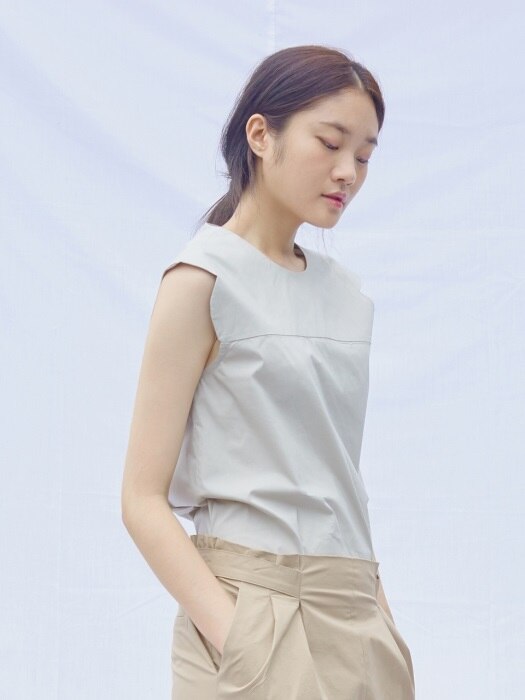 Scallop Sleeveless Khaki(TDSTS92)