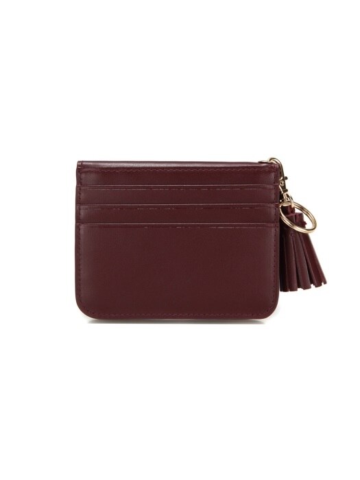 태슬증정 Round Card Wallet - burgundy