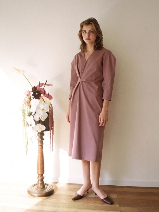 NEW DRAPED DRESS DRY ROSE