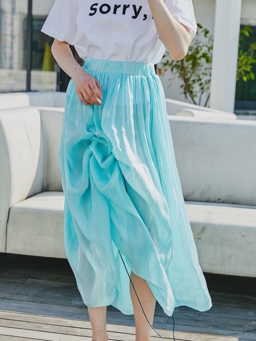 Shiny String Long Skirts_Blue