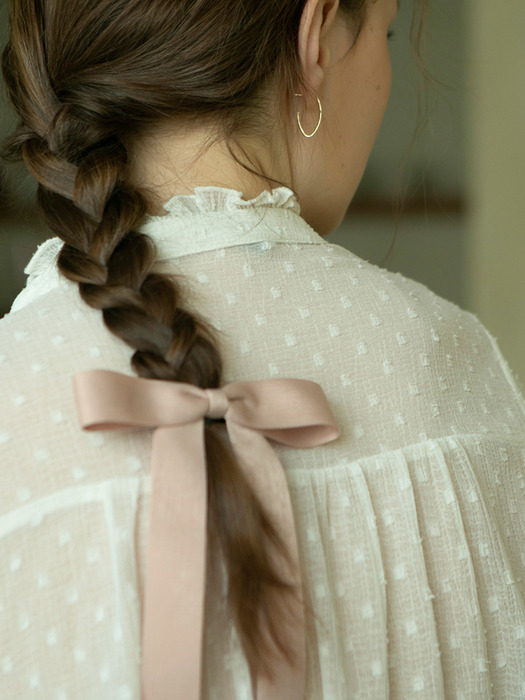 romantic ribbon hair pin (MOCHA BEIGE)