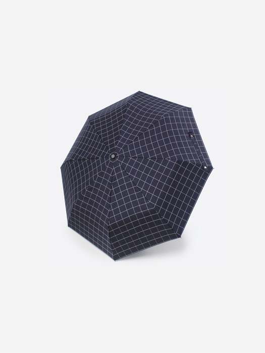3256 코튼 체크 포플러 우드그립 자동 3단 우산 양산