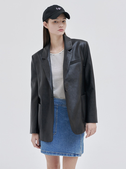 24SN leather single jacket [BK]
