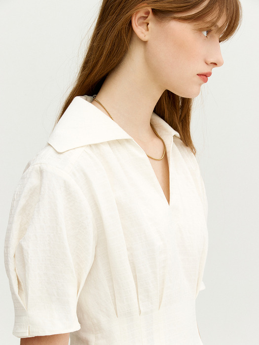 ERBE Shirt collar V-neck mini one piece (Ivory)