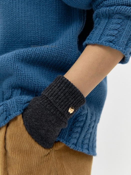 [선물포장] wool knit gloves - charcoal