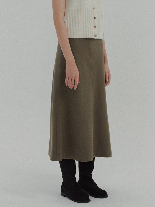 Brooklyn Wool Skirt in Taupe