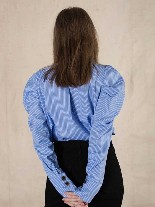 BOAT NECK PUFF BLOUSE (blue)