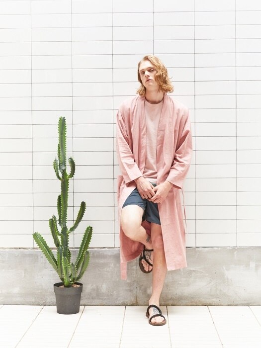 LINEN ROBE , Indian Pink