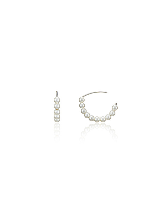 [silver925]half pearl hook earring