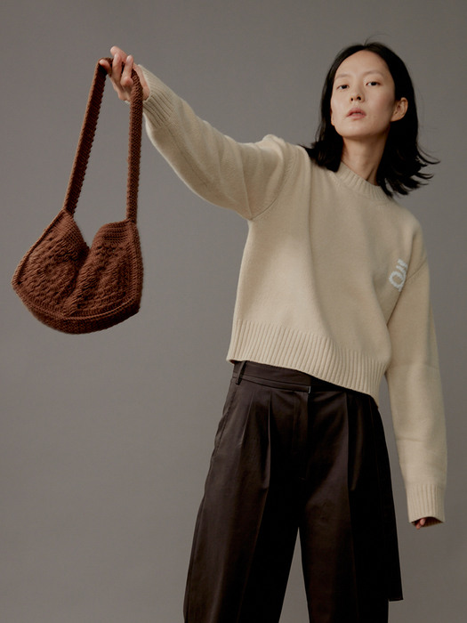 Bag Crochet Vintage Hand Made Brown