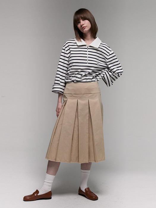 Skirt Pleats Cotton Beige